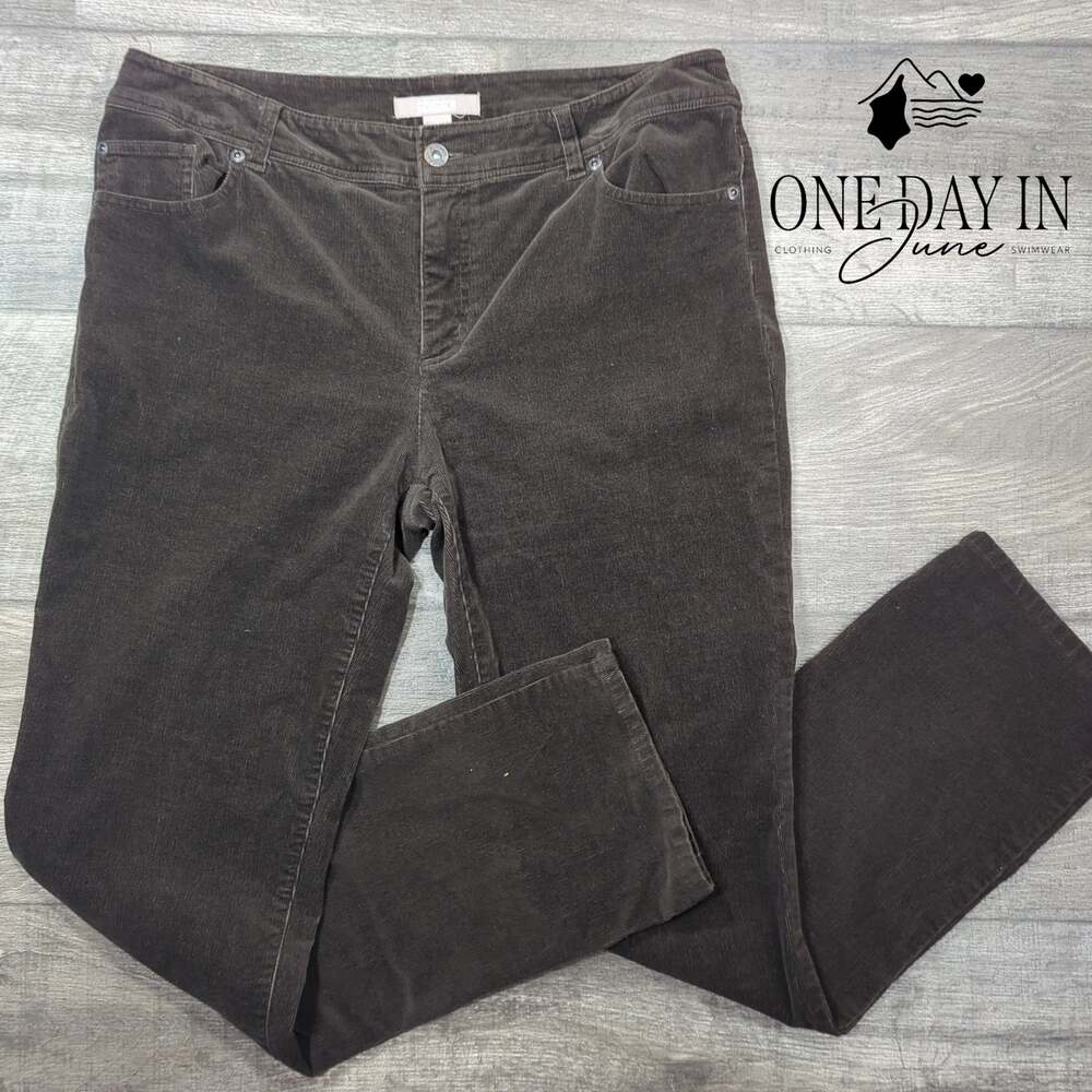 Chico's Straight Leg Corduroy Pants Dark Brown Size Chico's 1 (8)